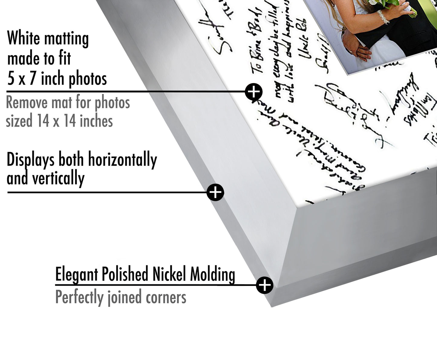 Wedding Signature Memories - Composite Wood Shatter-Resistant Glass Cover For Vertical Formats - Picture Frame