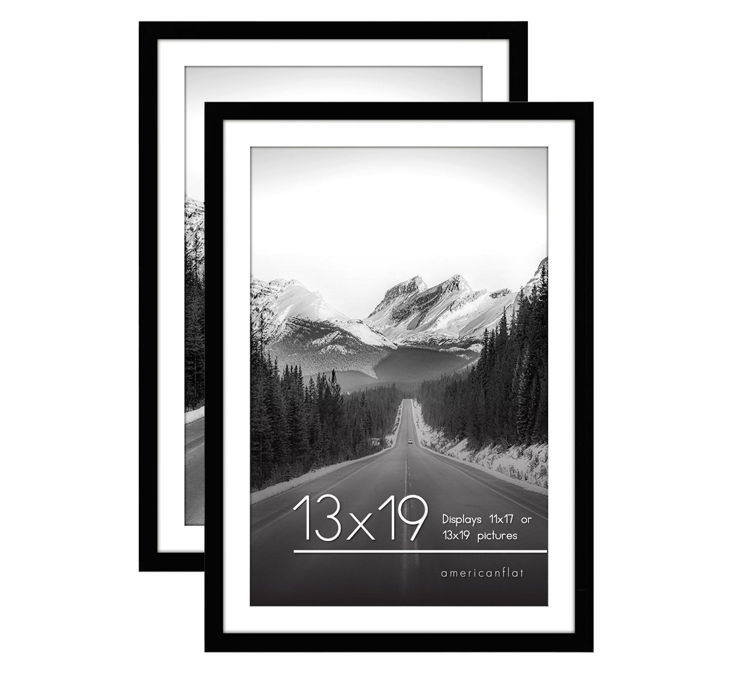 Picture Frame - Set of 2 - with Mat or Without Mat - Plexiglass Cover and Hanging Hardware included