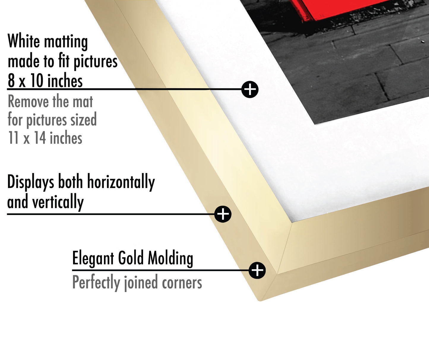 Set of 2 - Picture Frame with Mat - Engineered Wood Photo Frame with Shatter-Resistant Glass