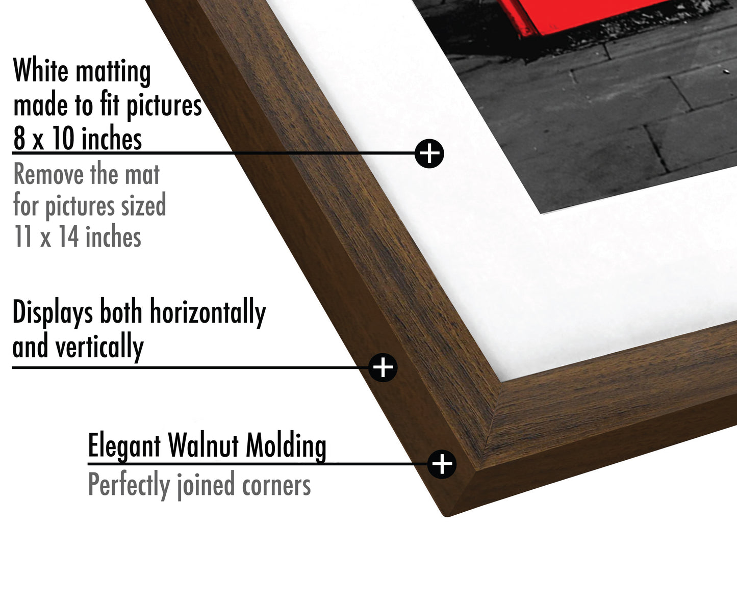 Set of 2 - Picture Frame with Mat - Engineered Wood Photo Frame with Shatter-Resistant Glass