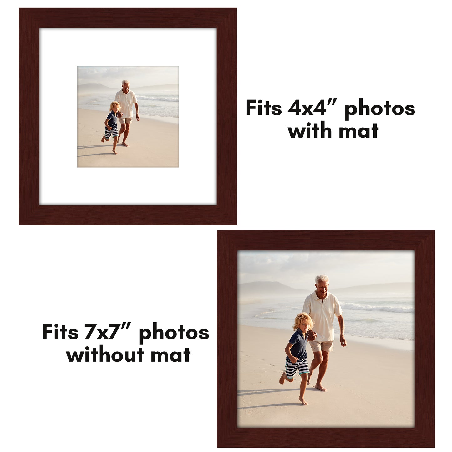 Picture Frame - Set of 2 - with Mat or Without Mat - Plexiglass Cover and Hanging Hardware included