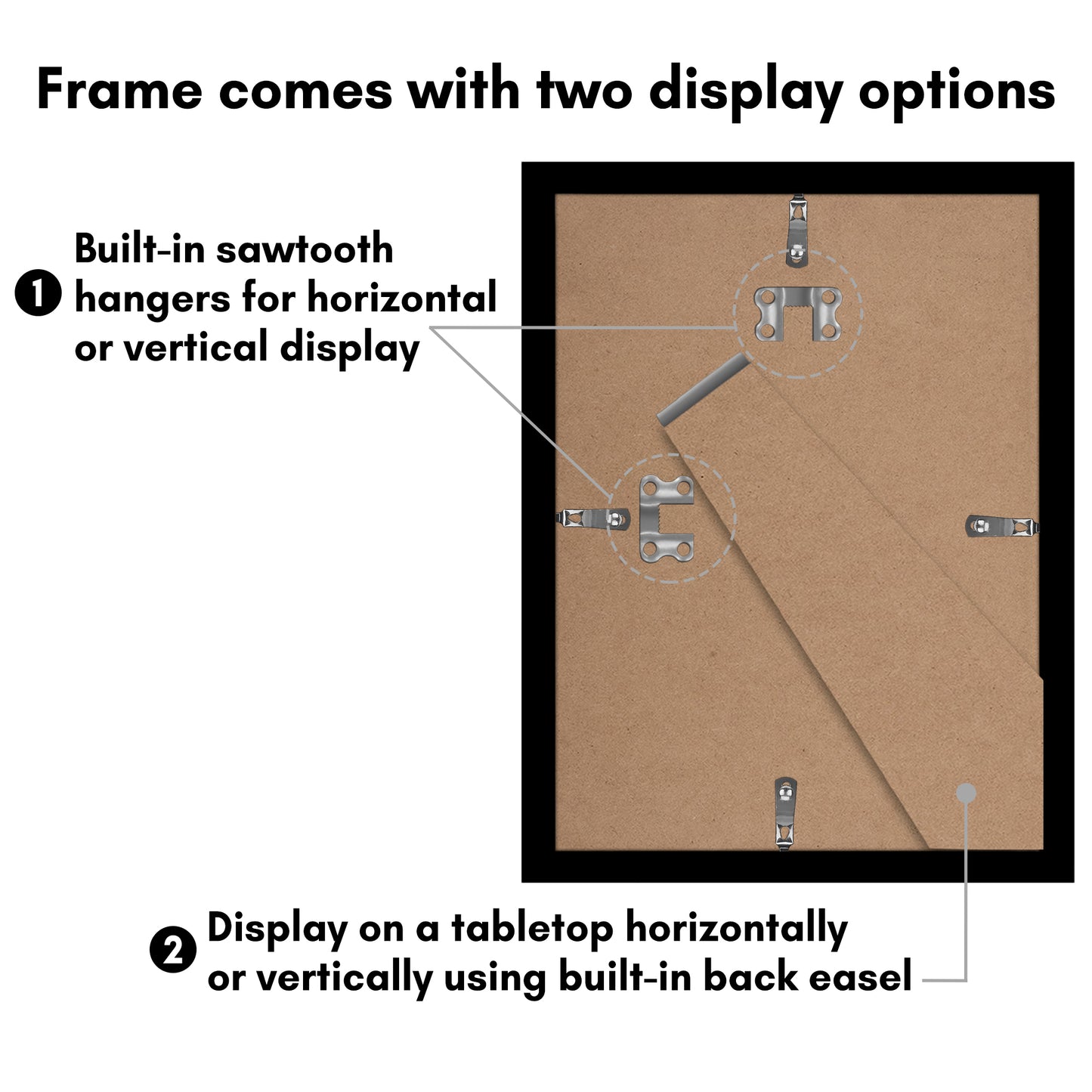 Picture Frame Set of 5 - Gallery Wall Frame Set with Included Hanging Hardware - Horizontal or Vertical Display