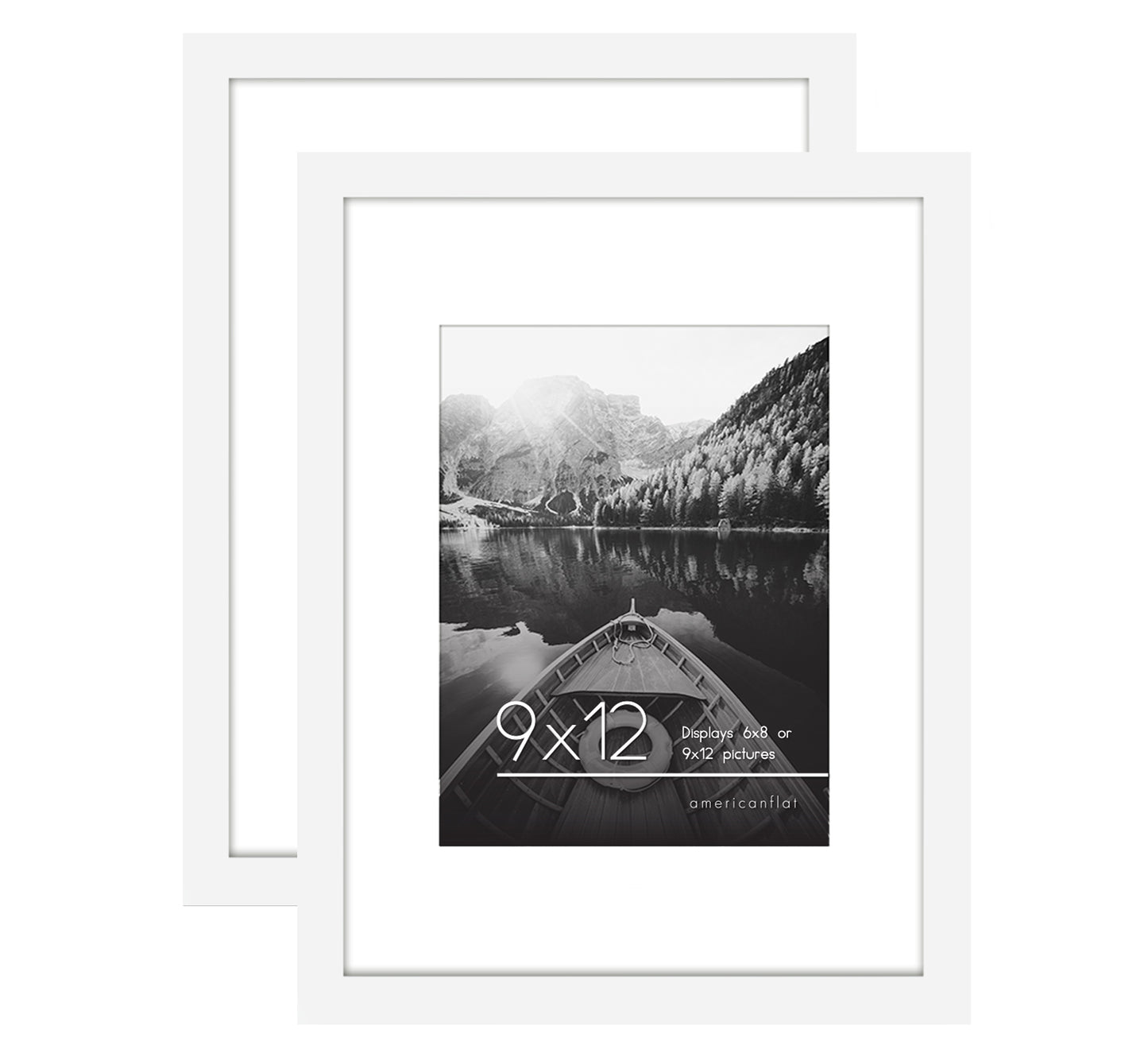 Picture Frame - Set of 2 - with Mat or Without Mat - Plexiglass Cover and Hanging Hardware included