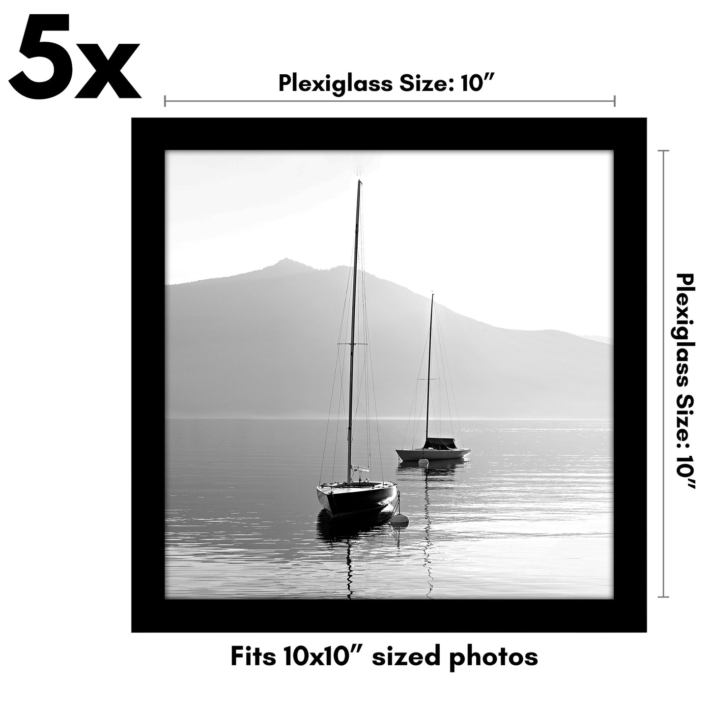 Set of 5 - Classic Gallery Picture Frame without Mat | Galleria Collection