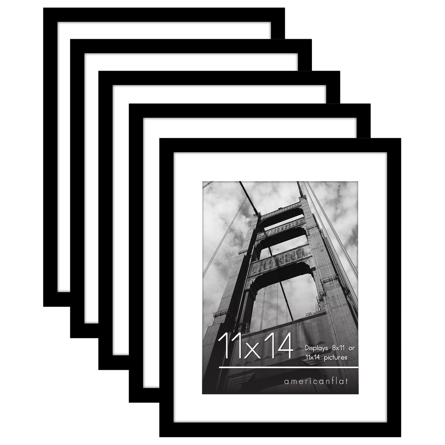 Set of 5 - Classic Gallery Picture Frame with Mat | Galleria Collection