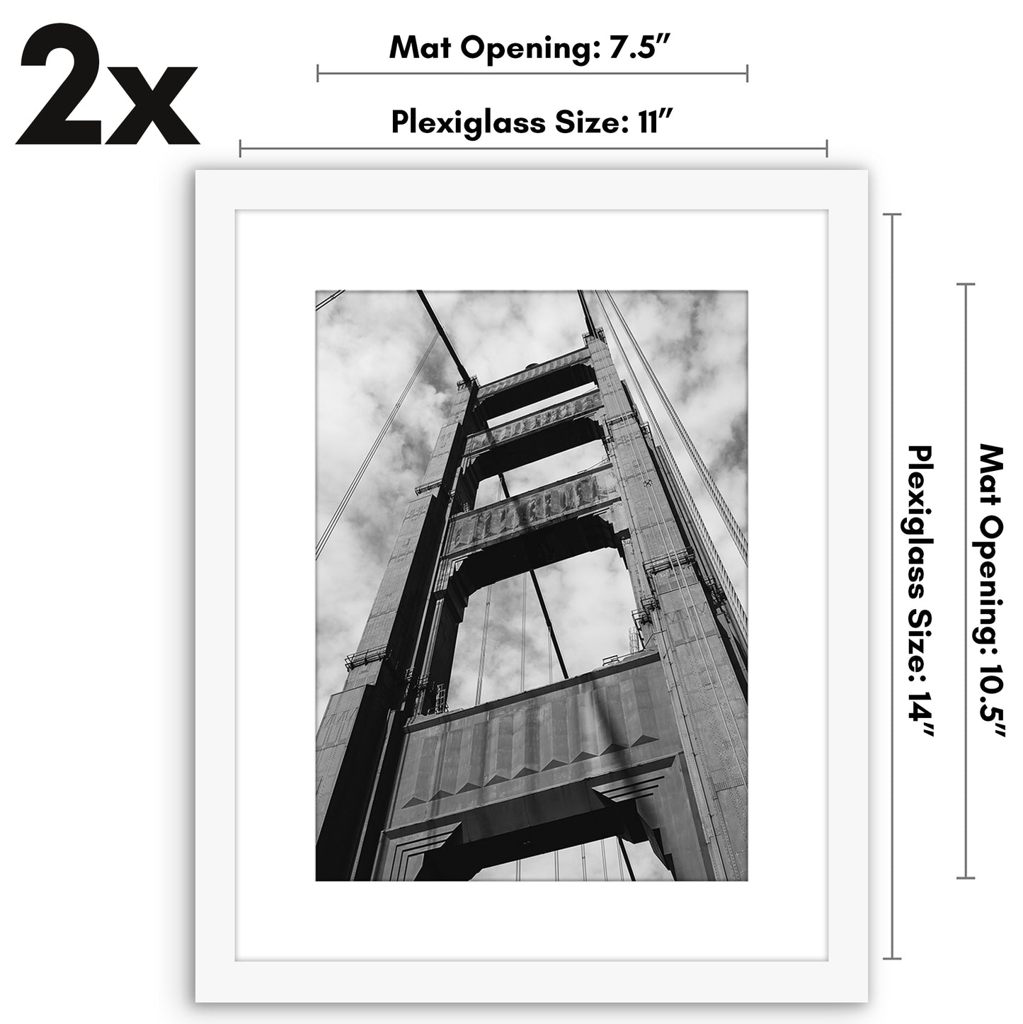 Set of 2 - Classic Gallery Picture Frame with Mat | Galleria Collection