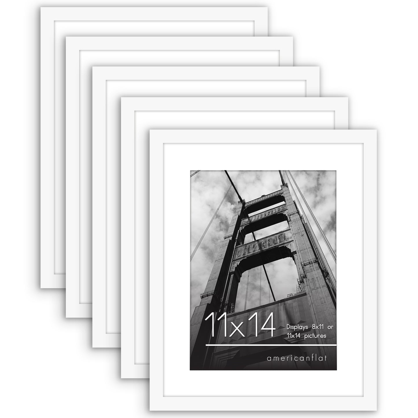 Set of 5 - Classic Gallery Picture Frame with Mat | Galleria Collection