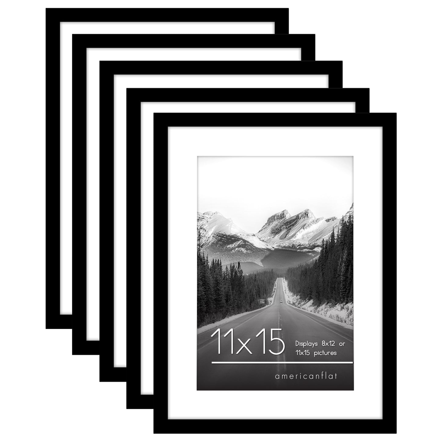 Set of 5 - Classic Gallery Picture Frame with Mat | Galleria Collection