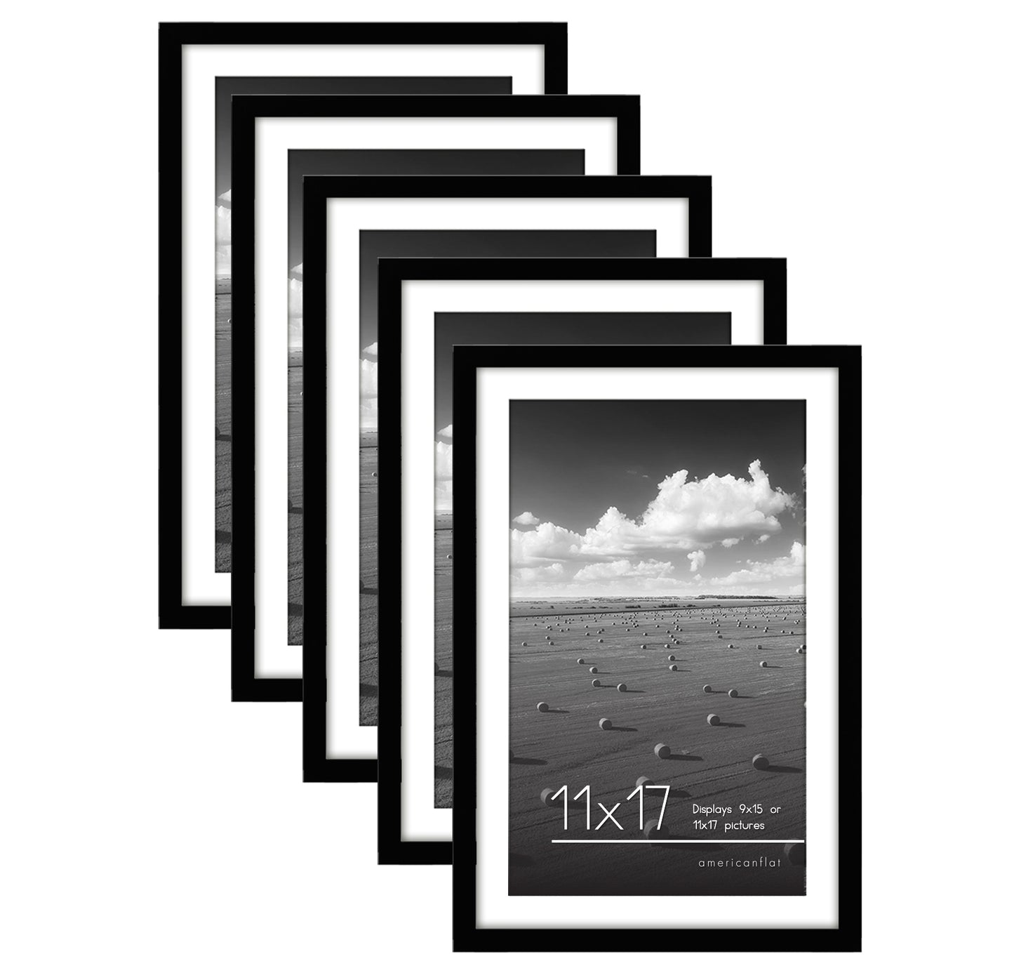 Set of 5 - Classic Gallery Picture Frame with Mat | Galleria Collection