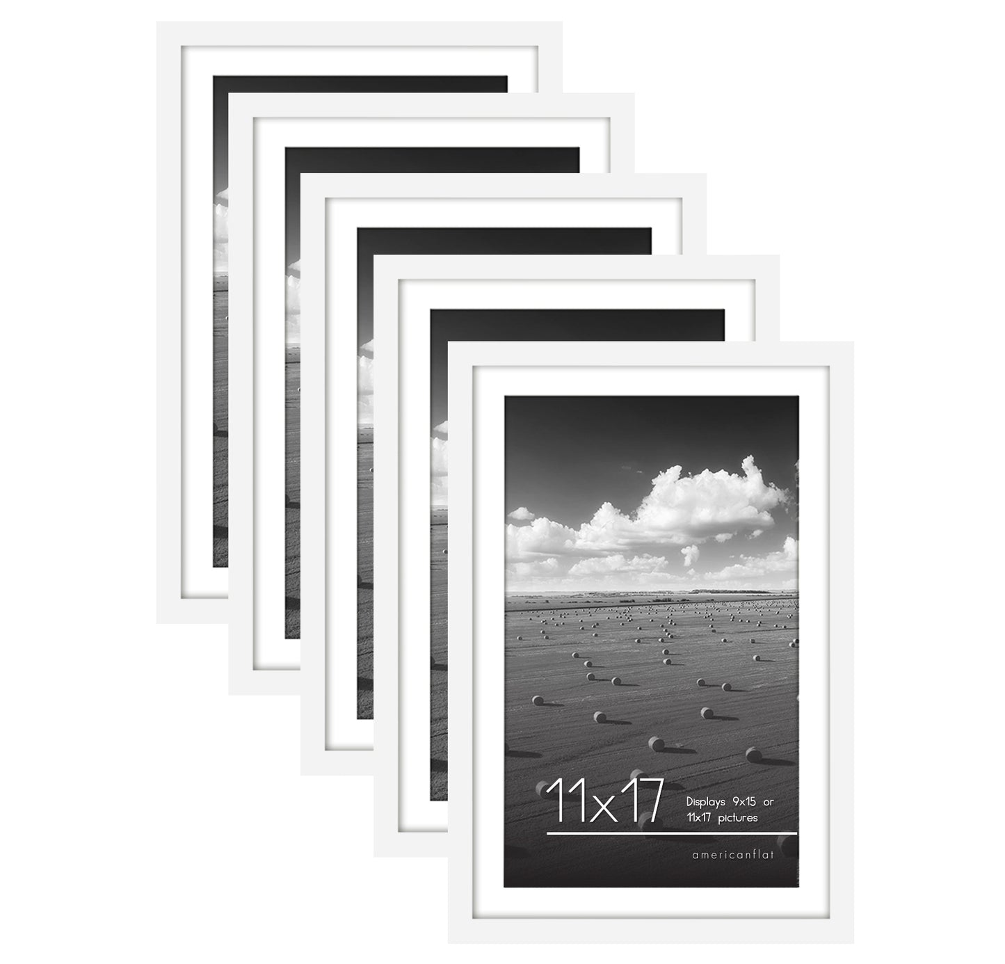 Set of 5 - Classic Gallery Picture Frame with Mat | Galleria Collection