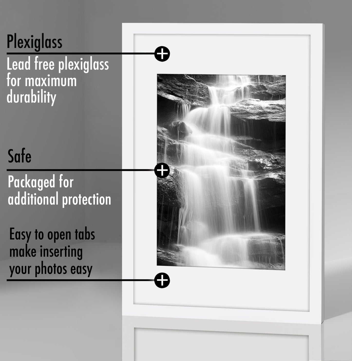 Picture Frame - Set of 2 - with Mat or Without Mat - Plexiglass Cover and Hanging Hardware included