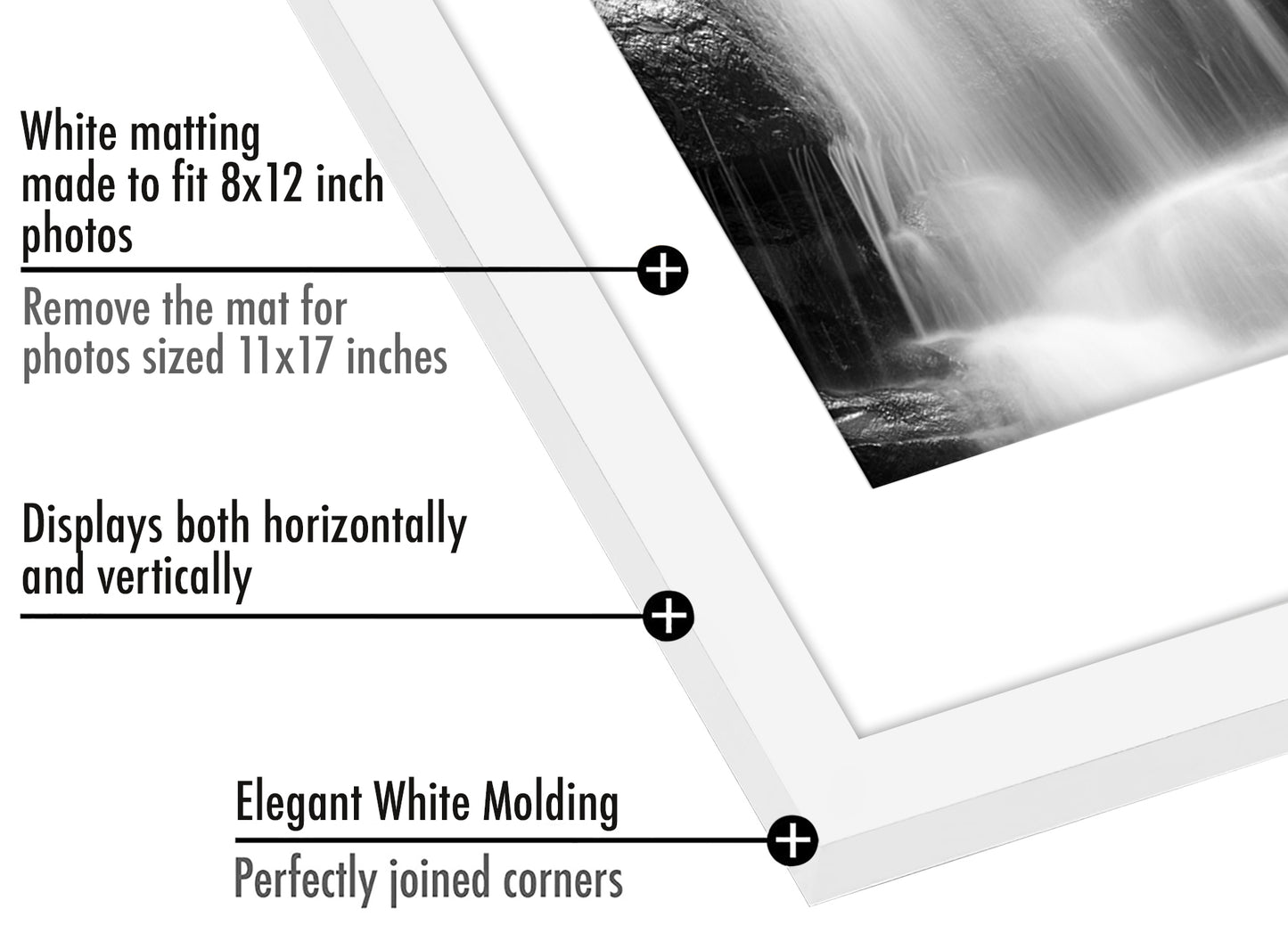 Picture Frame - Set of 2 - with Mat or Without Mat - Plexiglass Cover and Hanging Hardware included