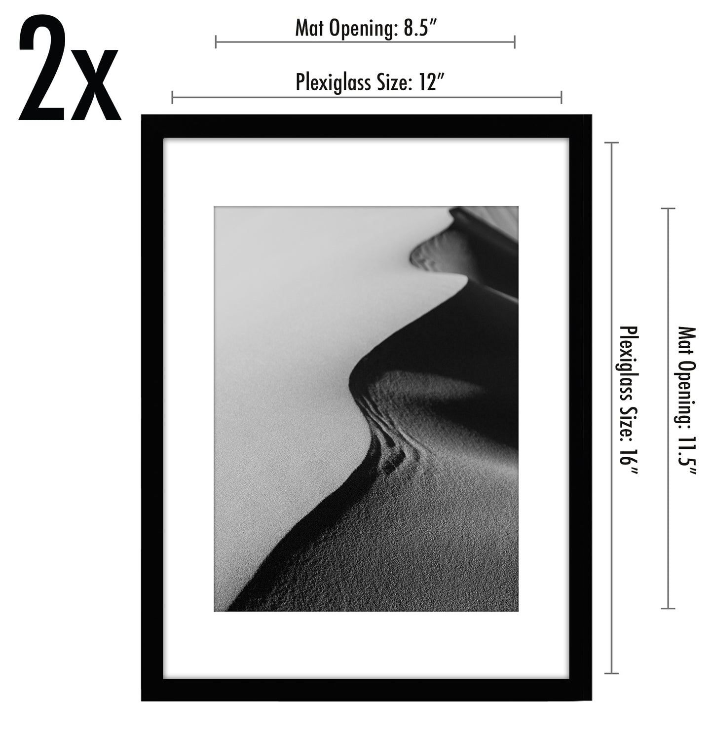 Set of 2 - Classic Gallery Picture Frame with Mat | Galleria Collection