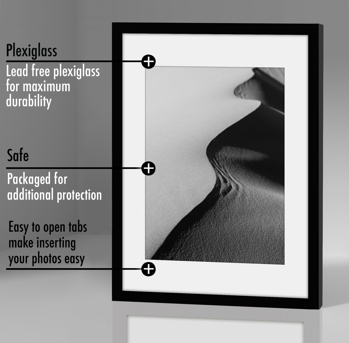 Picture Frame - Set of 2 - with Mat or Without Mat - Plexiglass Cover and Hanging Hardware included