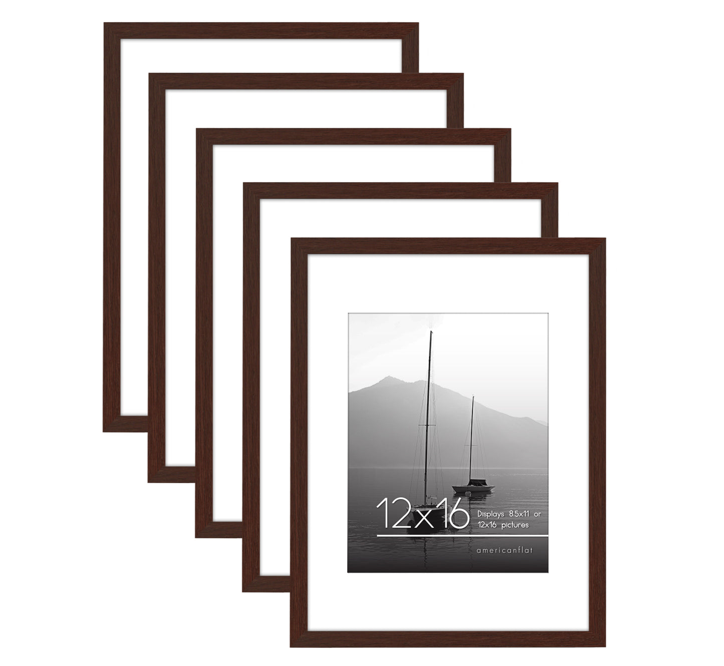 Set of 5 - Classic Gallery Picture Frame with Mat | Galleria Collection