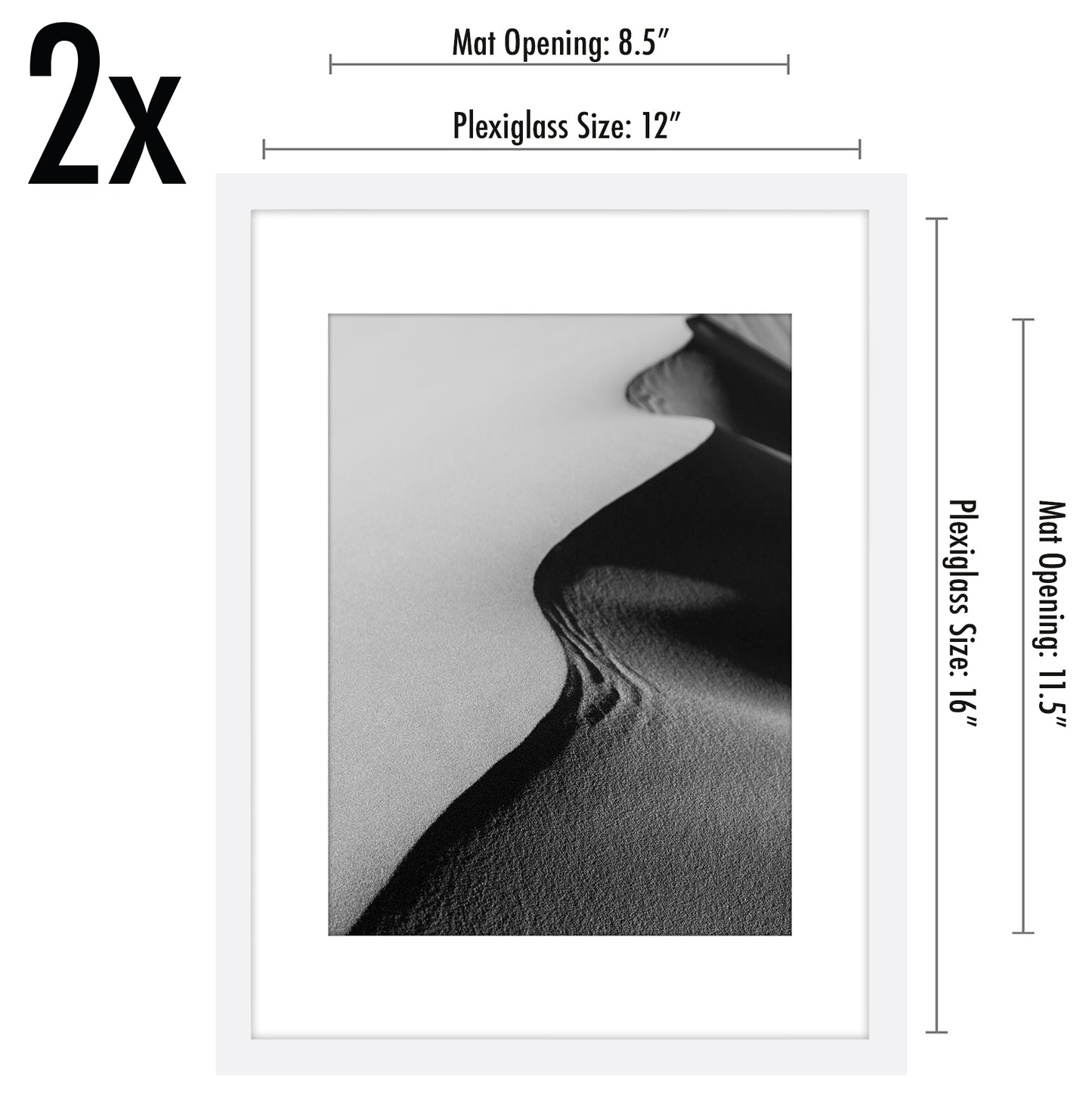 Set of 2 - Classic Gallery Picture Frame with Mat | Galleria Collection