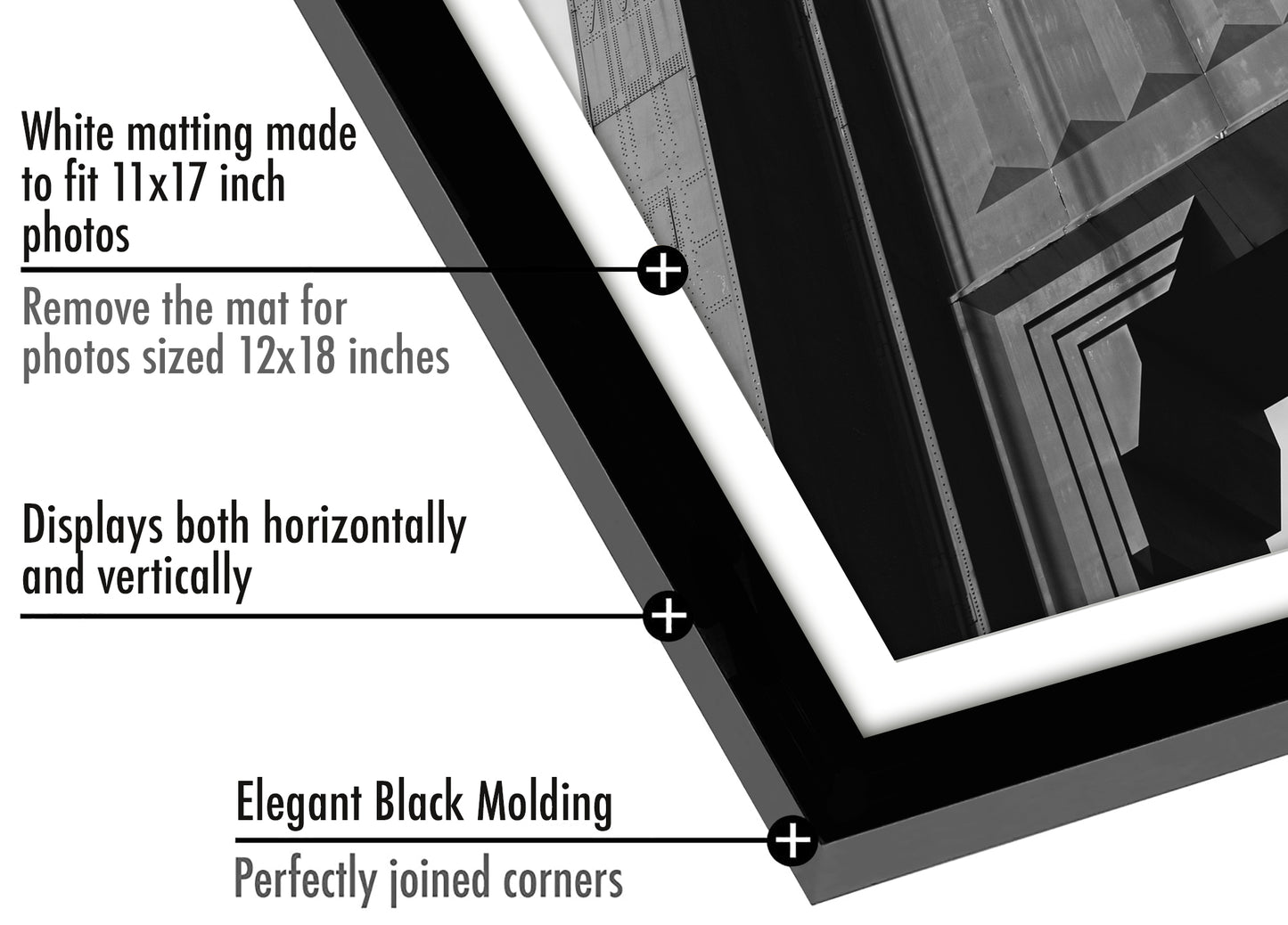 Picture Frame - Set of 2 - with Mat or Without Mat - Plexiglass Cover and Hanging Hardware included