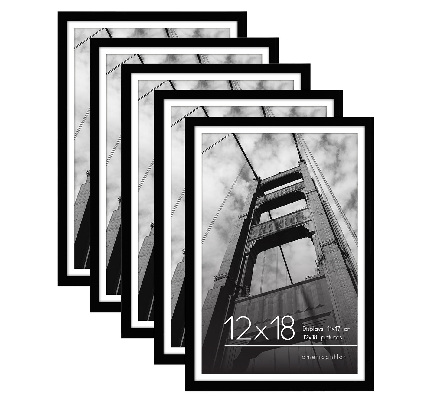 Set of 5 - Classic Gallery Picture Frame with Mat | Galleria Collection