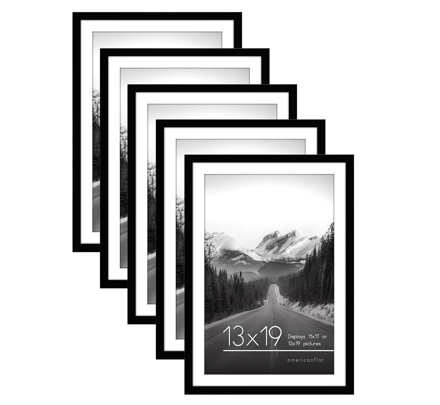 Set of 5 - Classic Gallery Picture Frame with Mat | Galleria Collection