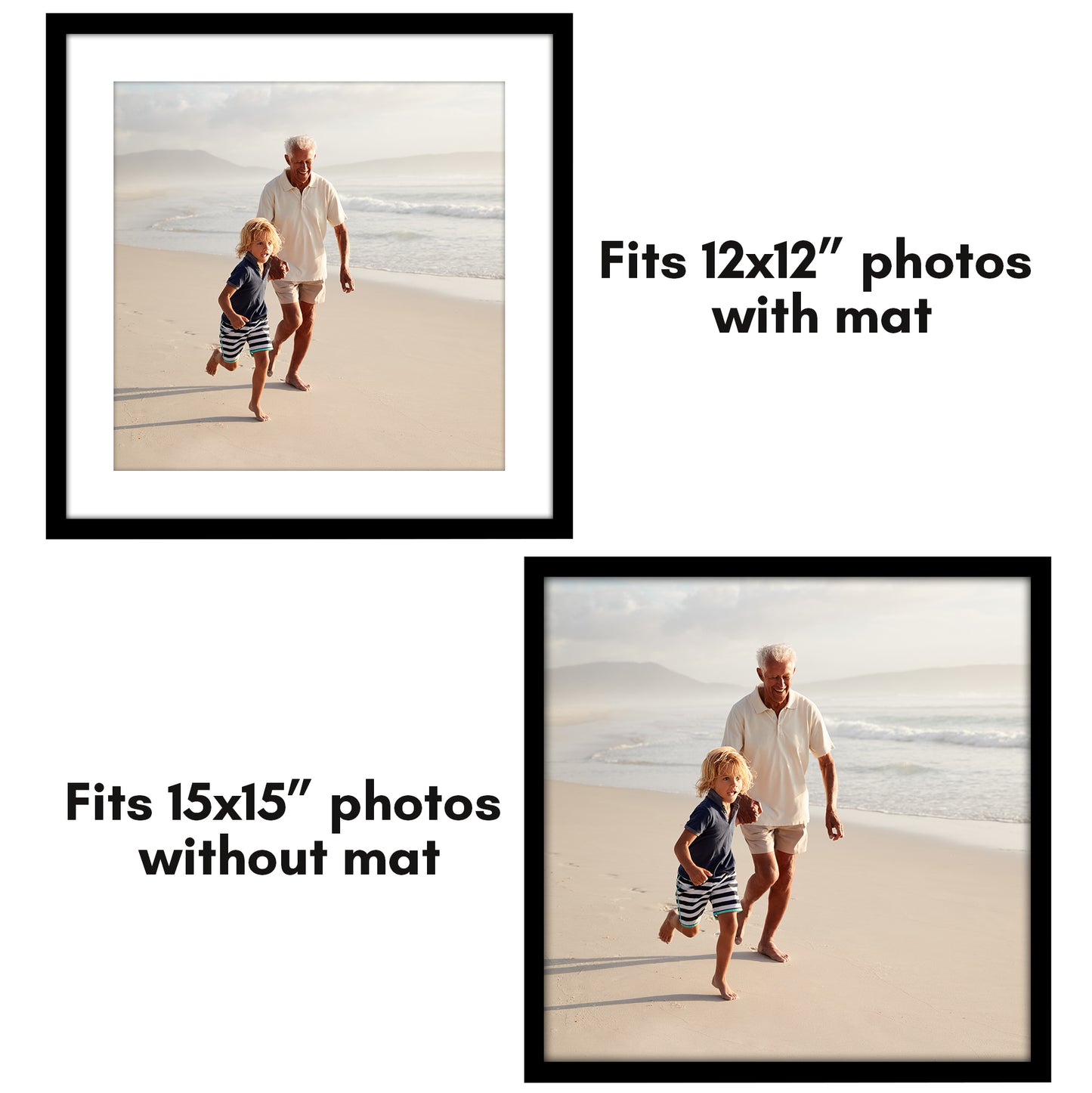 Picture Frame - Set of 2 - with Mat or Without Mat - Plexiglass Cover and Hanging Hardware included