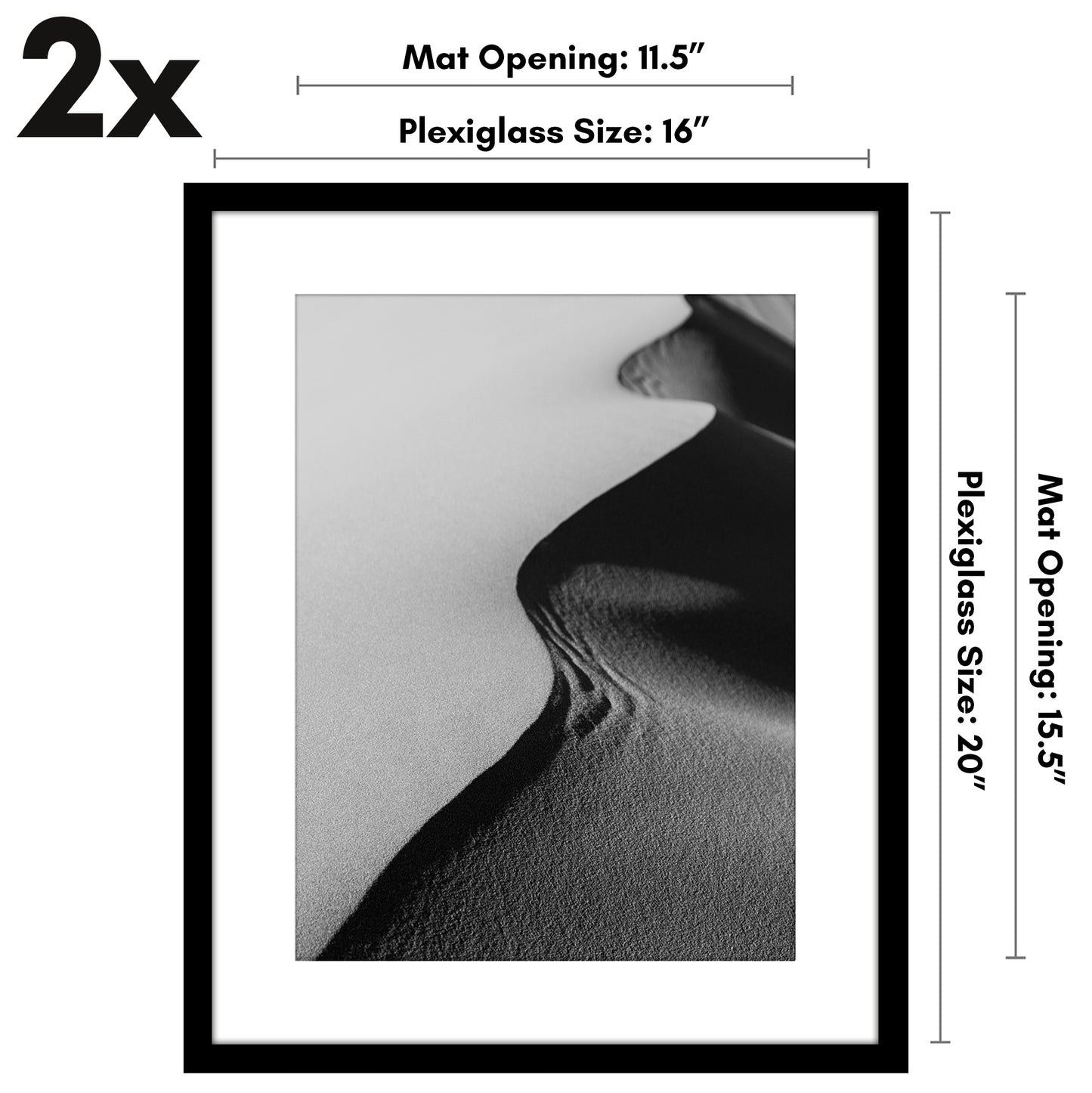 Set of 2 - Classic Gallery Picture Frame with Mat | Galleria Collection