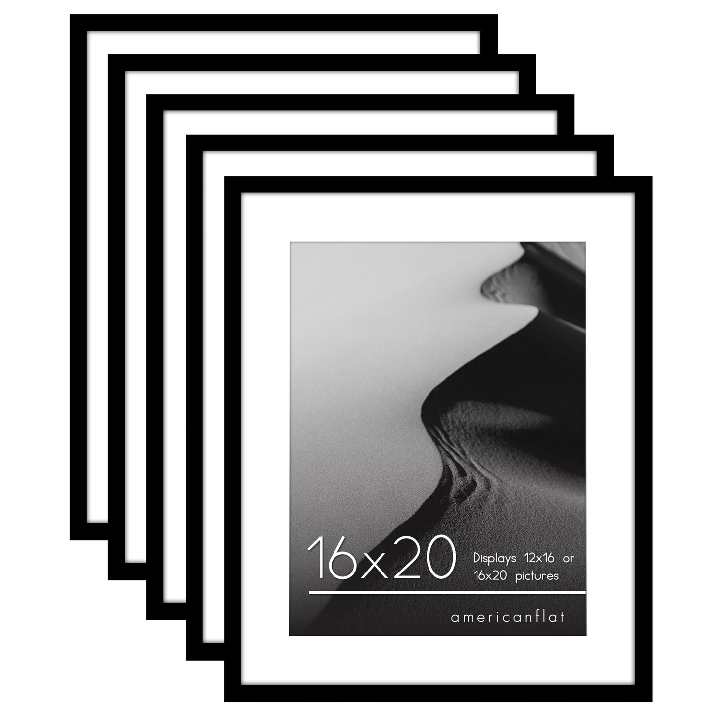 Set of 5 - Classic Gallery Picture Frame with Mat | Galleria Collection