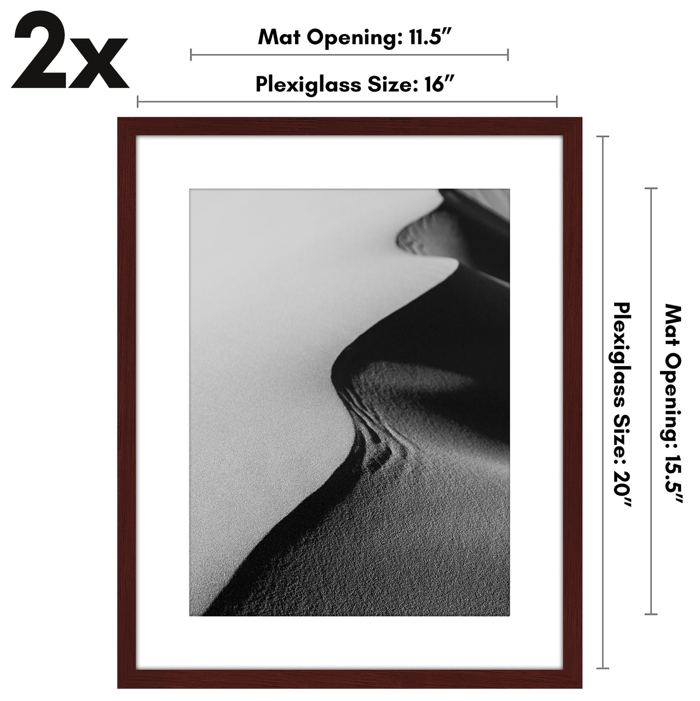 Set of 2 - Classic Gallery Picture Frame with Mat | Galleria Collection