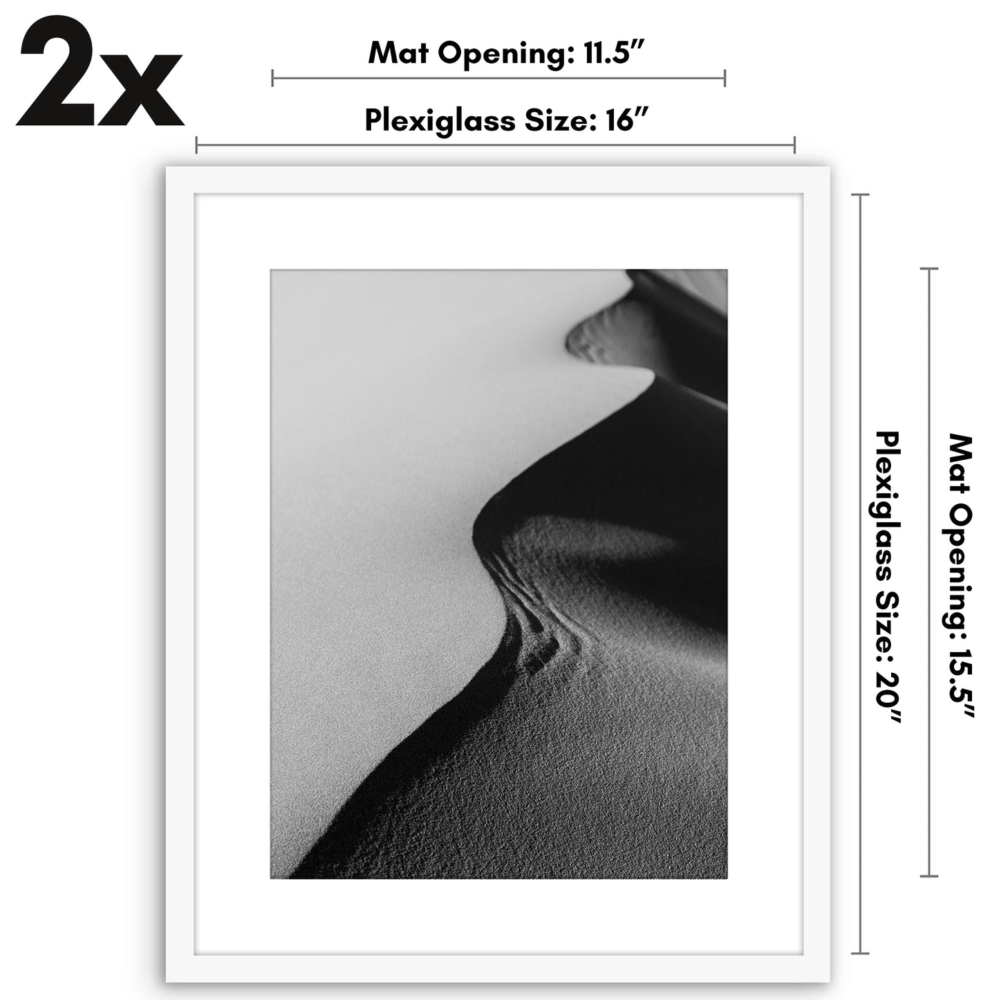 Set of 2 - Classic Gallery Picture Frame with Mat | Galleria Collection