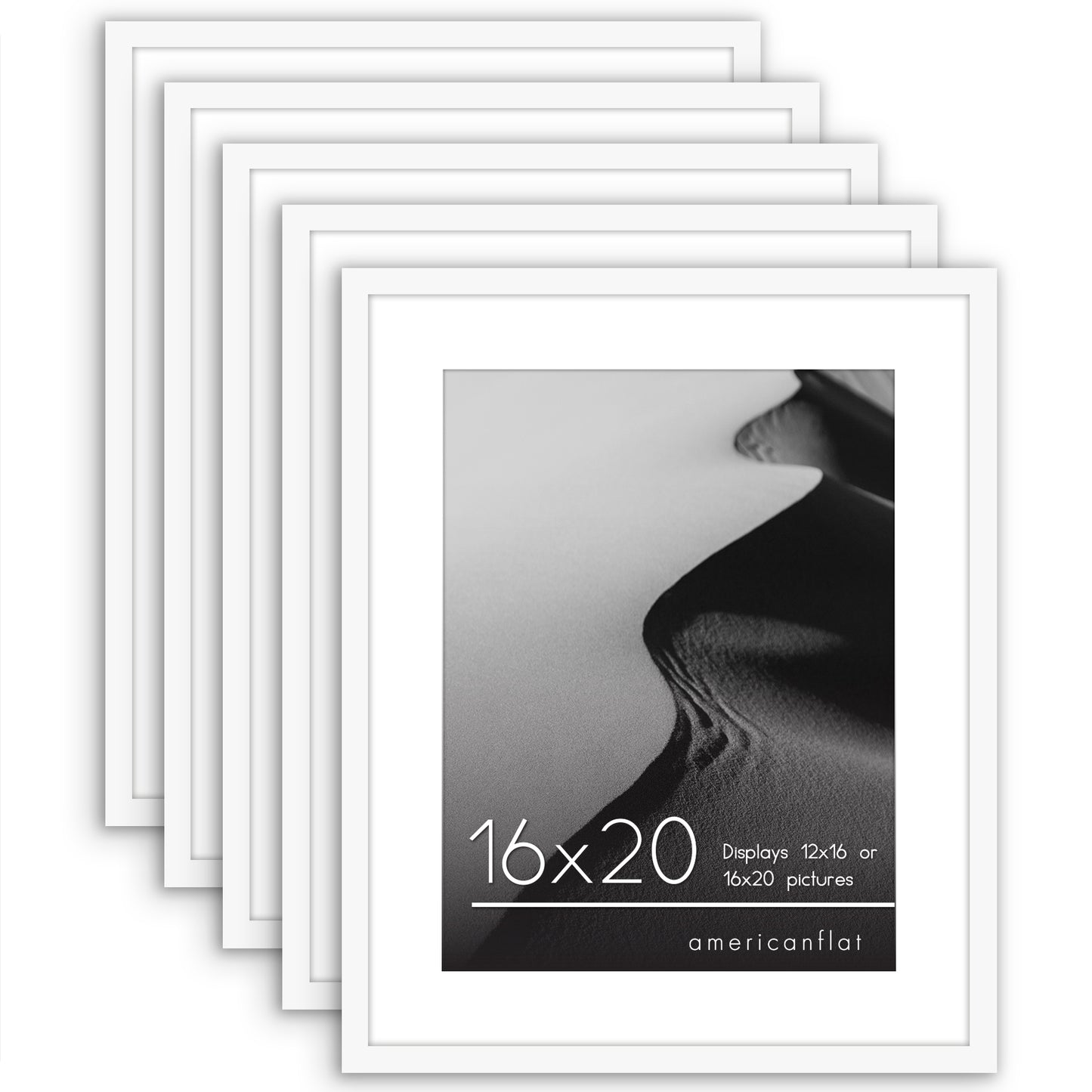 Set of 5 - Classic Gallery Picture Frame with Mat | Galleria Collection