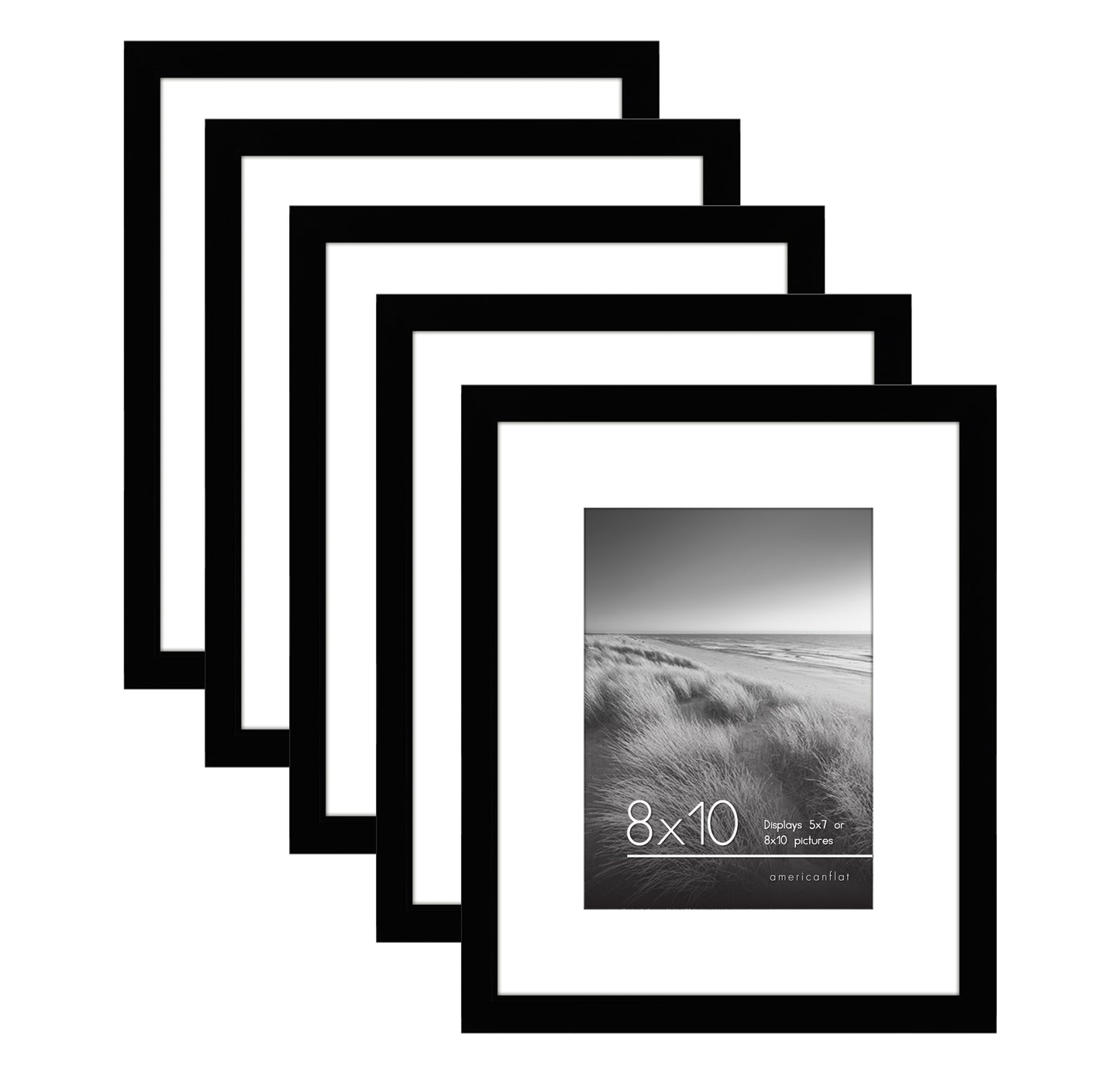 Set of 5 - Classic Gallery Picture Frame with Mat | Galleria Collection