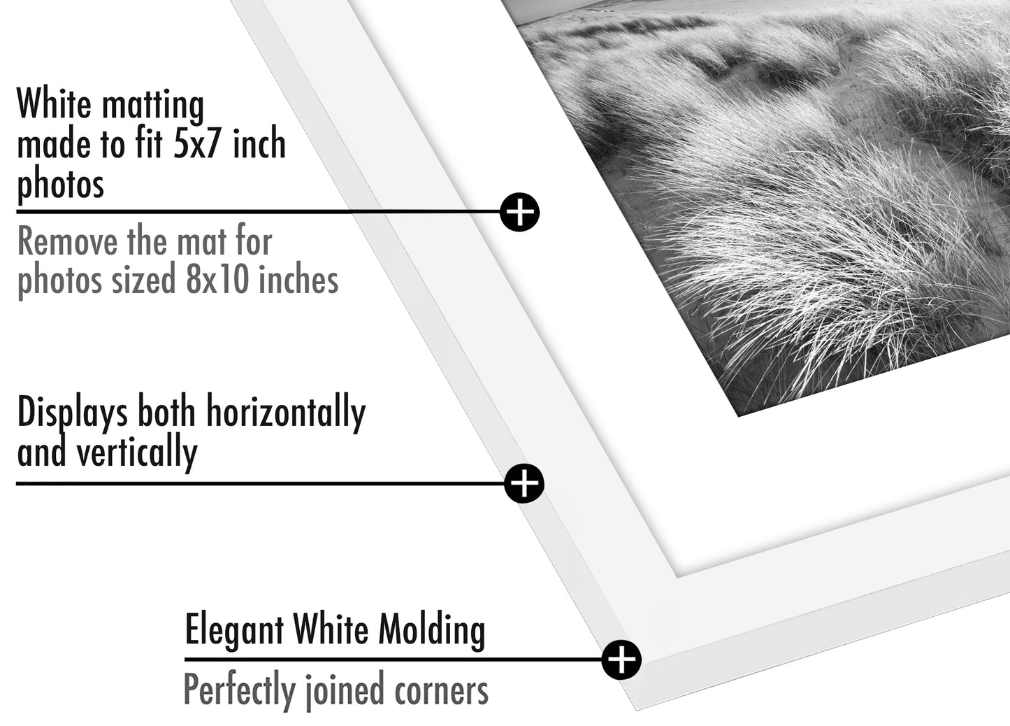 Picture Frame - Set of 2 - with Mat or Without Mat - Plexiglass Cover and Hanging Hardware included