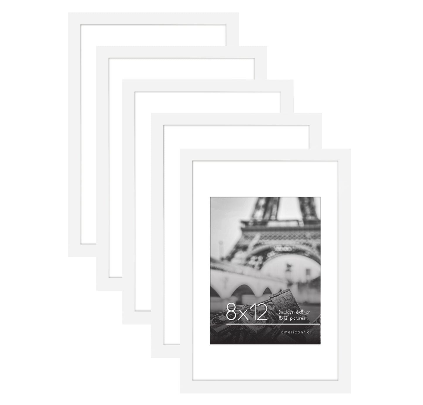 Set of 5 - Classic Gallery Picture Frame with Mat | Galleria Collection