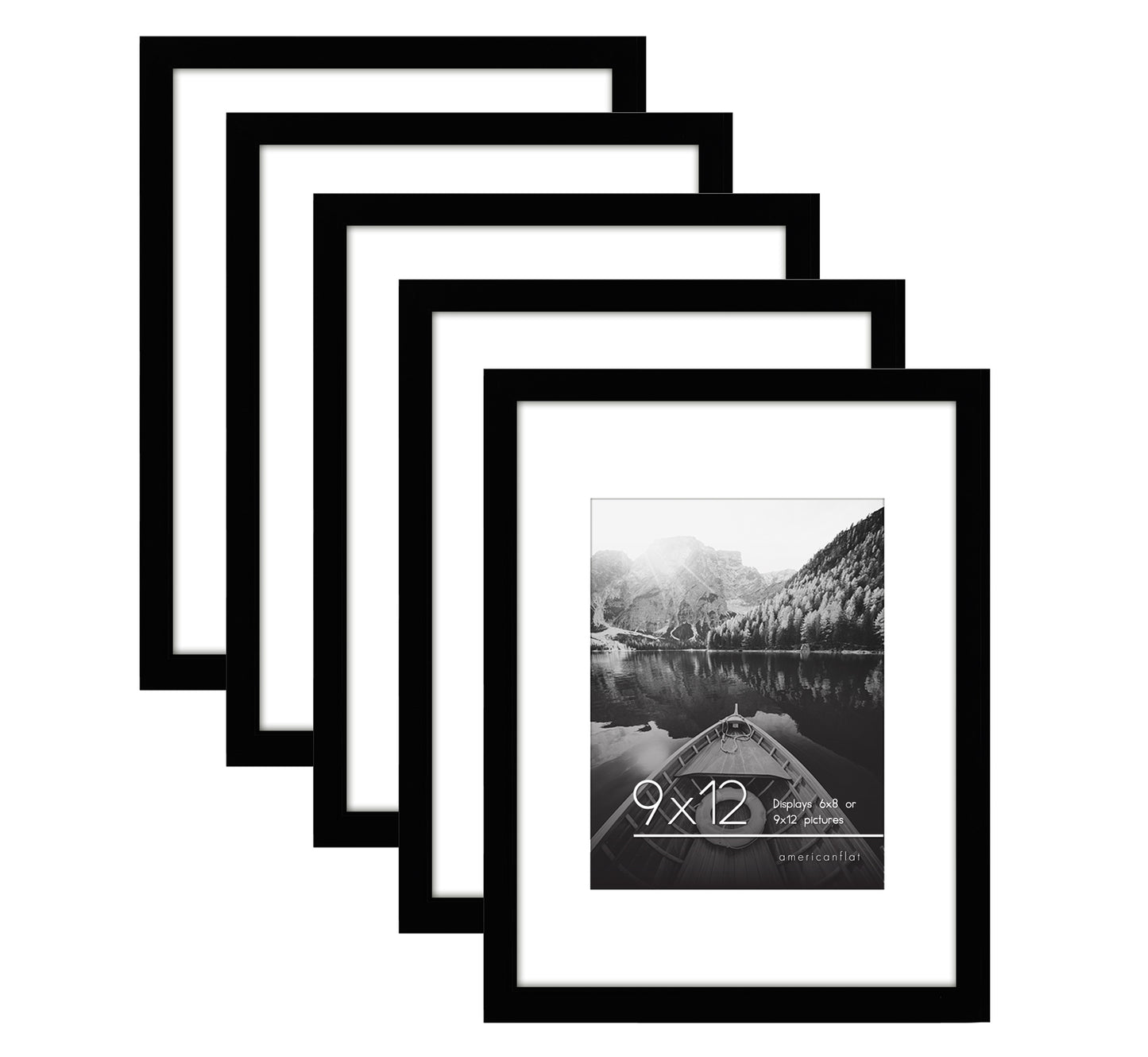 Set of 5 - Classic Gallery Picture Frame with Mat | Galleria Collection
