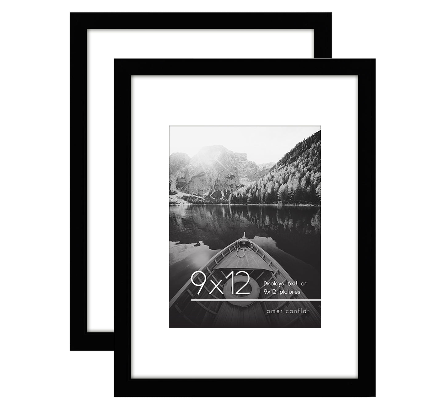 Picture Frame - Set of 2 - with Mat or Without Mat - Plexiglass Cover and Hanging Hardware included