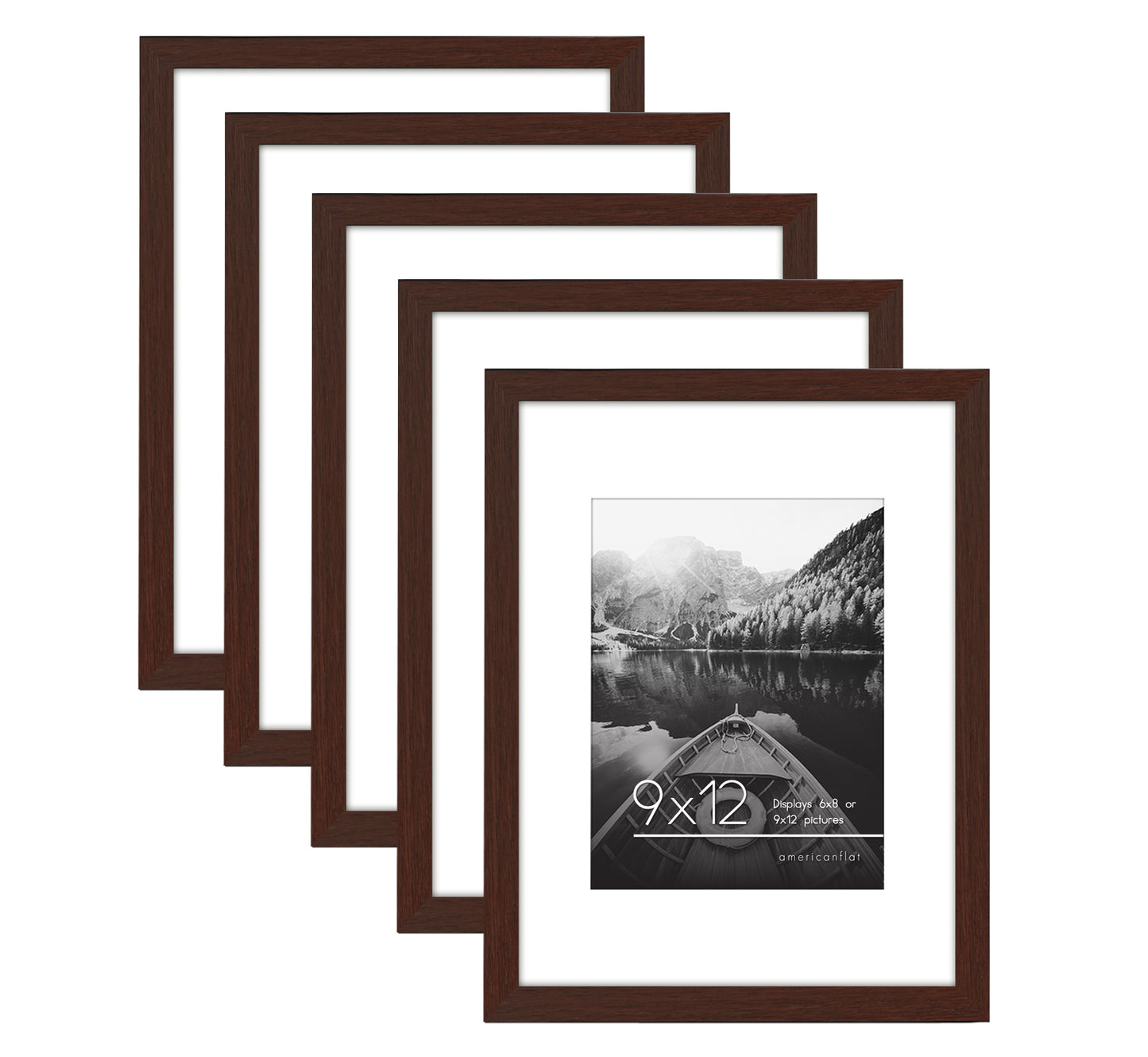 Set of 5 - Classic Gallery Picture Frame with Mat | Galleria Collection