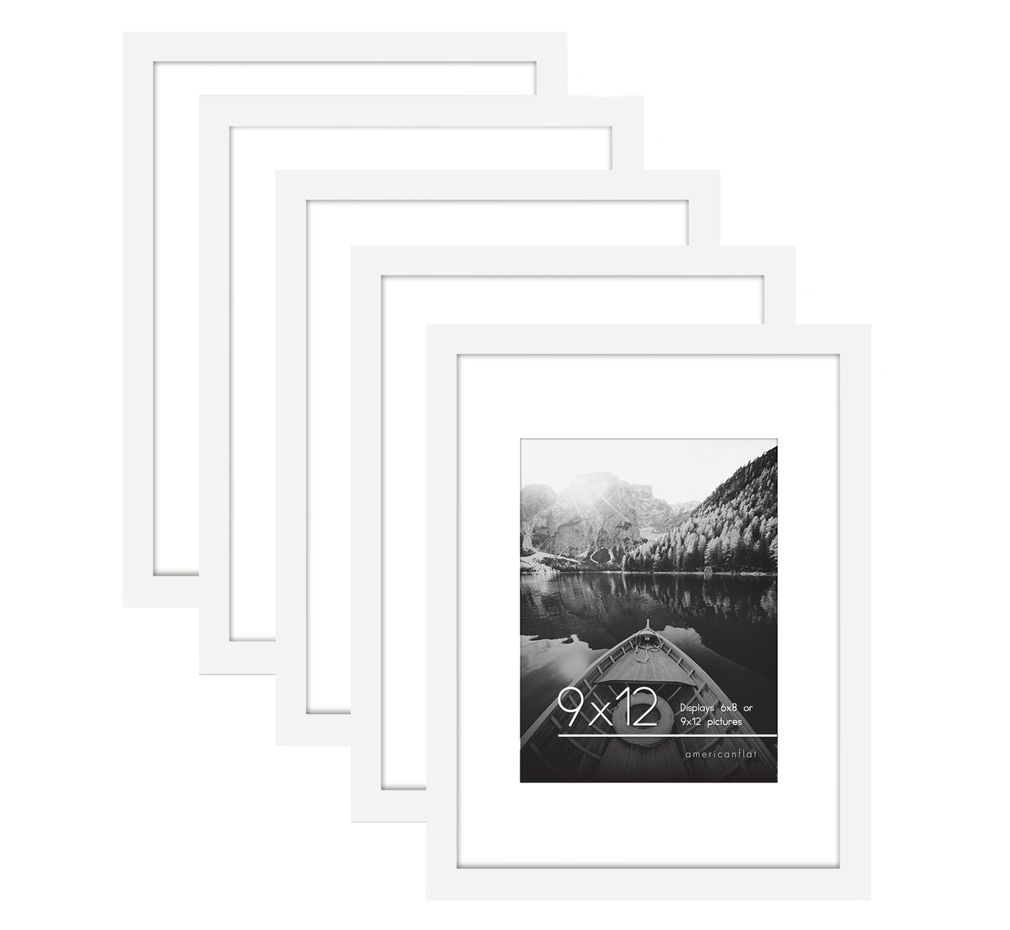 Set of 5 - Classic Gallery Picture Frame with Mat | Galleria Collection