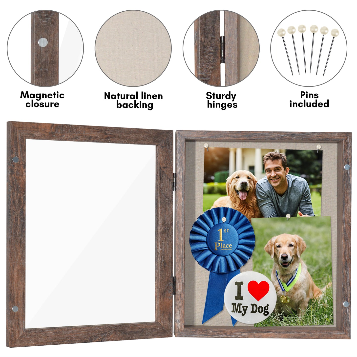 Shadow Box Frame Front Loading with Door - Display Case with Hanging Hardware for Wall and Tabletop