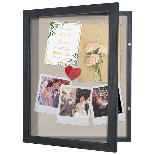 Shadow Box Frame Front Loading with Door - Display Case with Hanging Hardware for Wall and Tabletop