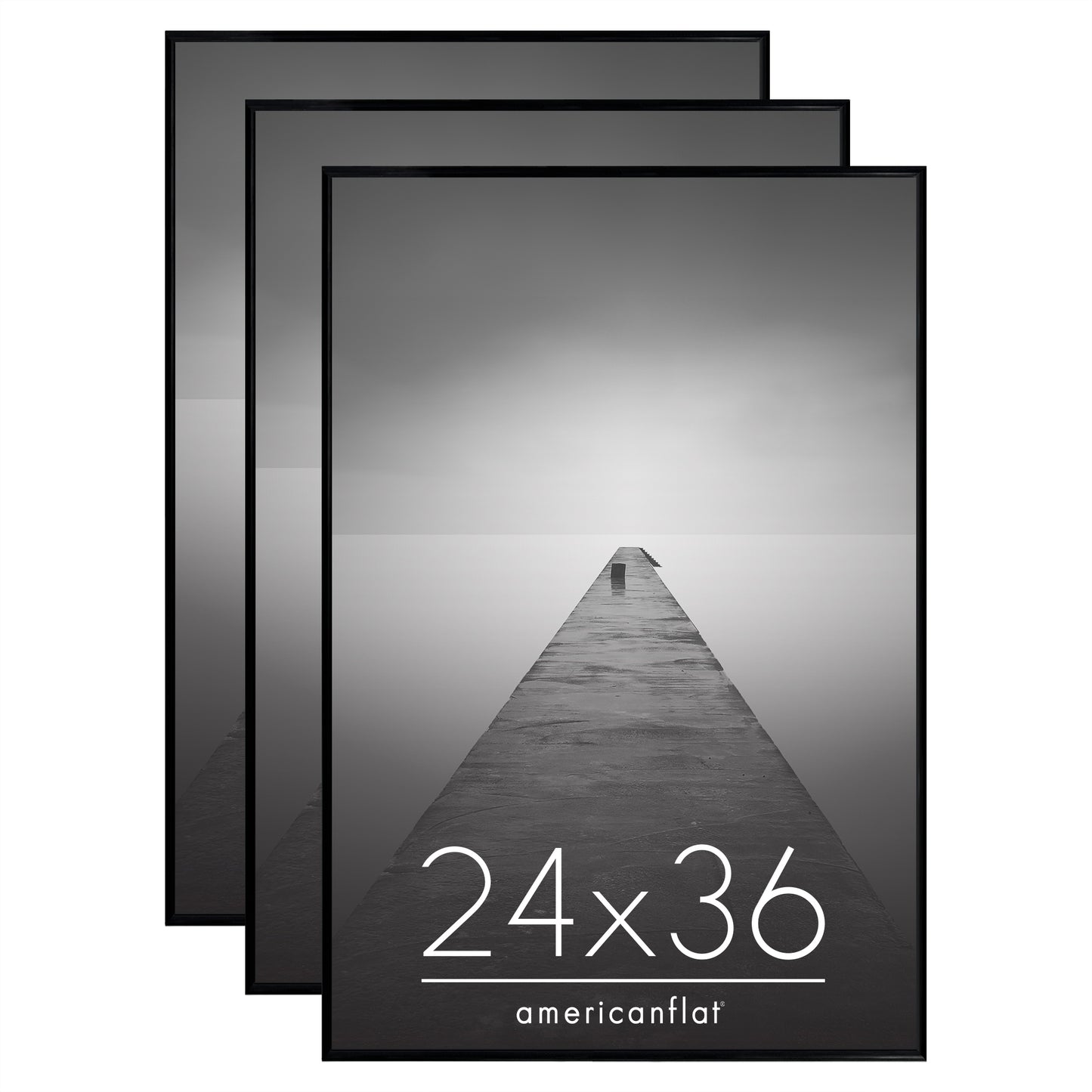 3 Pack - Black Poster Frame with Slimline Molding | Choose Size