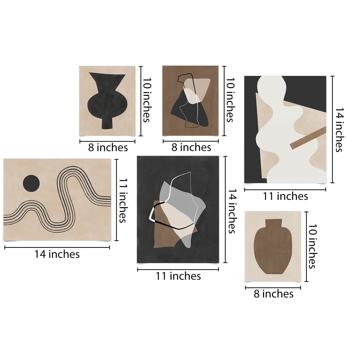 Americanflat Neutral Tones Minimalist Abstract by The Print Republic - 6 Piece Set