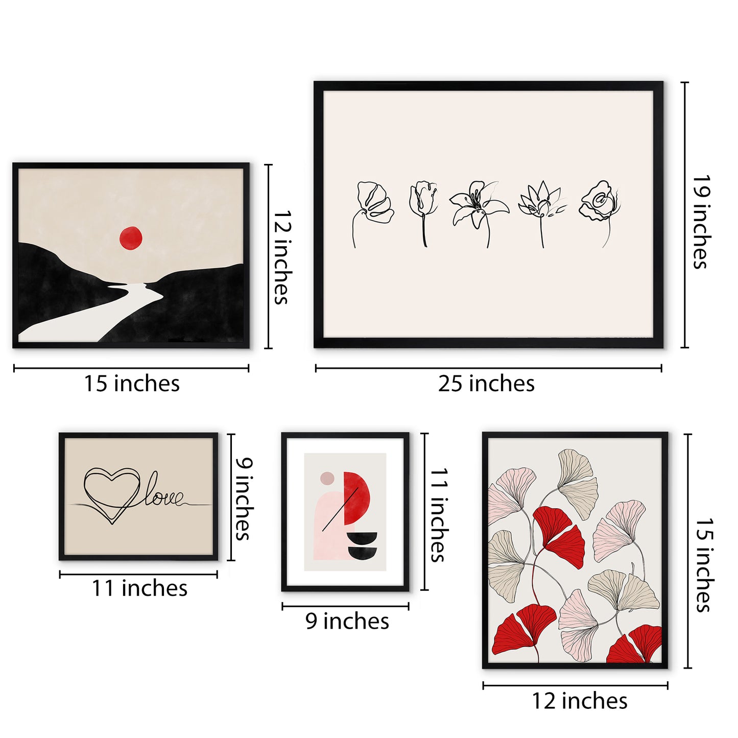 Americanflat Boho Modern Nature by The Print Republic - 5 Piece Set
