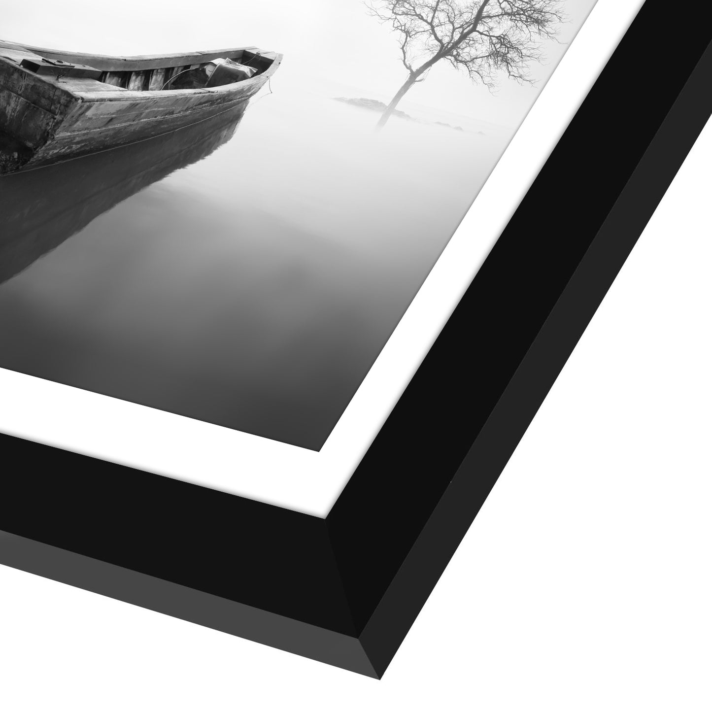 Black Poster Frame with Mat | Plexiglass Cover | Choose Size