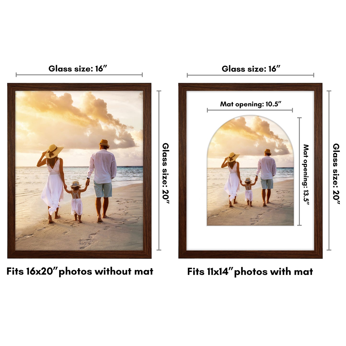 11x14 Arch Mat Picture Frame |  16x20 Frame Without Mat