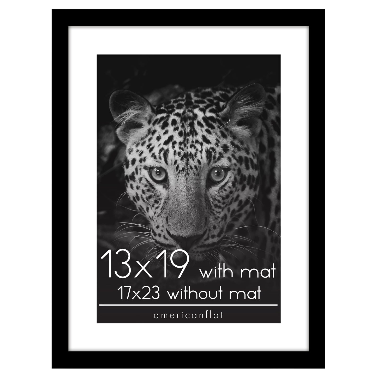 Black Poster Frame with Mat | Plexiglass Cover | Choose Size