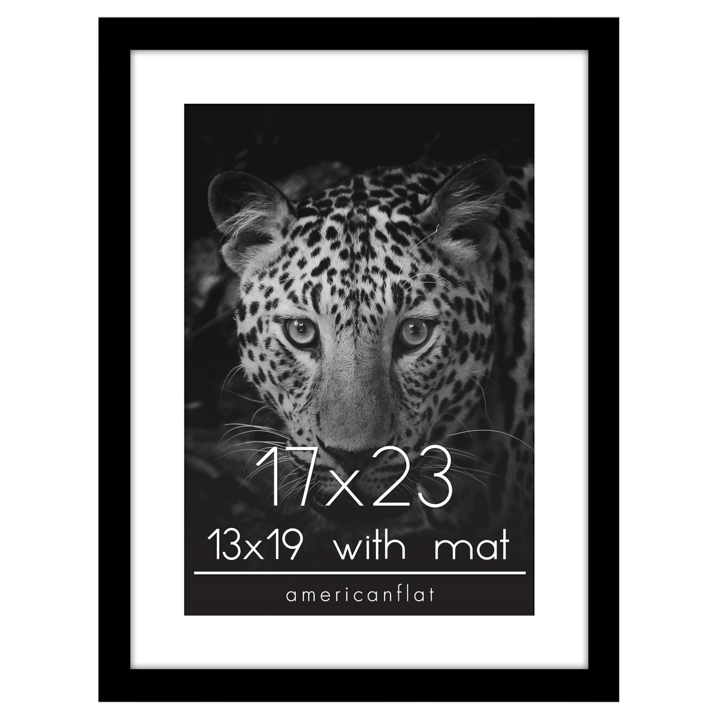 Black Poster Frame with Mat | Plexiglass Cover | Choose Size