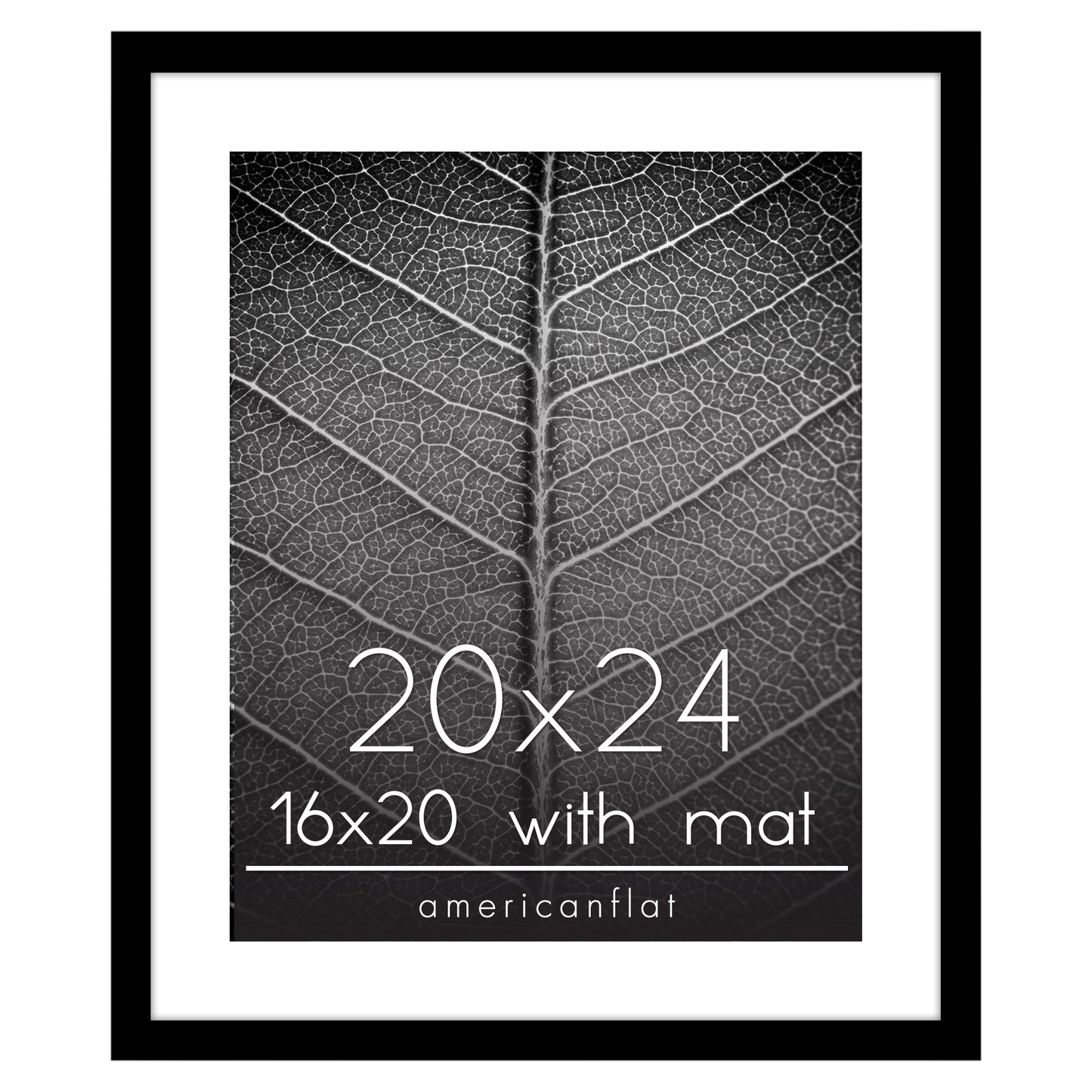 Black Poster Frame with Mat | Plexiglass Cover | Choose Size