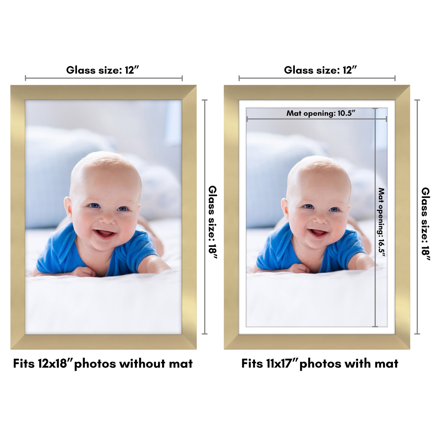 Wide Frame Picture Frame with Mat | Choose Your Size and Color