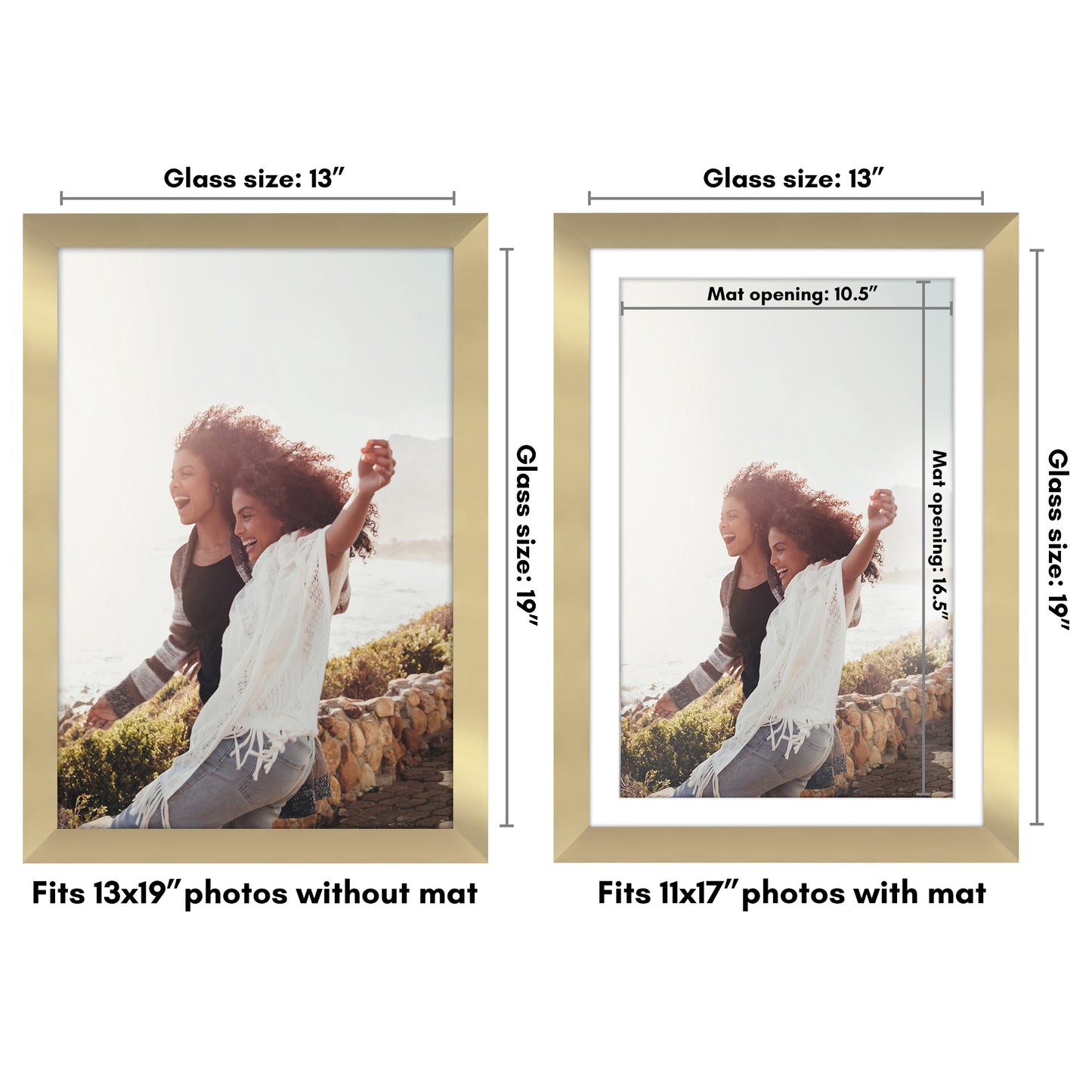 Wide Frame Picture Frame with Mat | Choose Your Size and Color