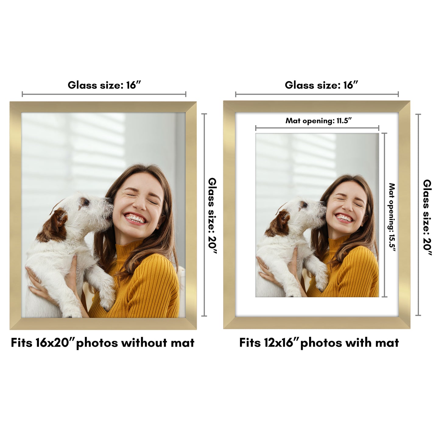 Wide Frame Picture Frame with Mat | Choose Your Size and Color