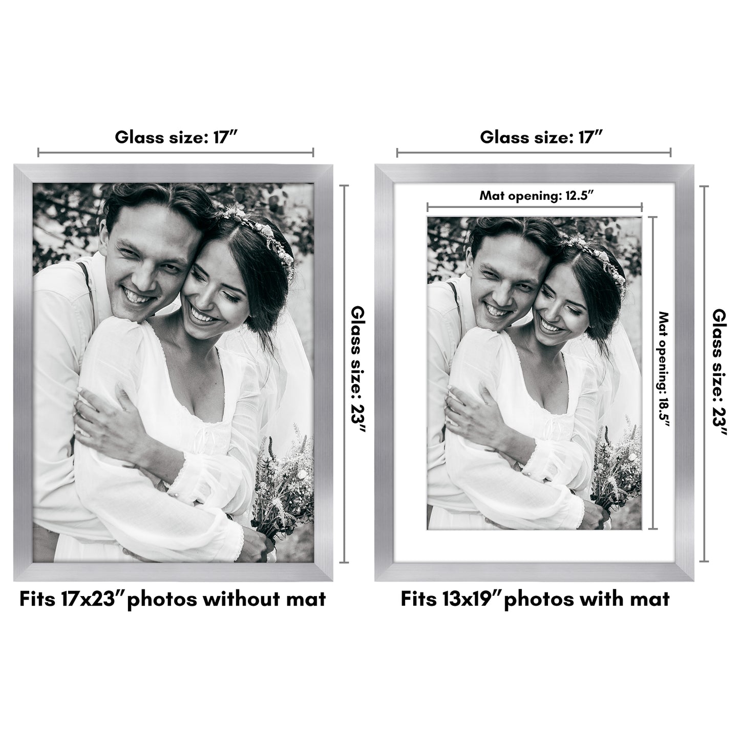 Wide Frame Picture Frame with Mat | Choose Your Size and Color